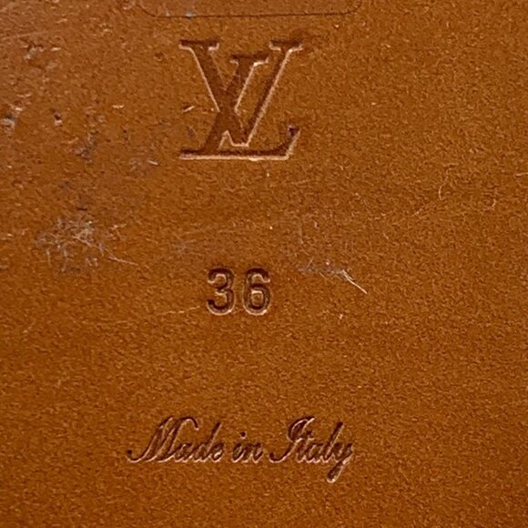 Louis Vuitton Womens Brown Monogram Slide Sandals With Gold LV Logo Size 36 - Picture 9 of 9